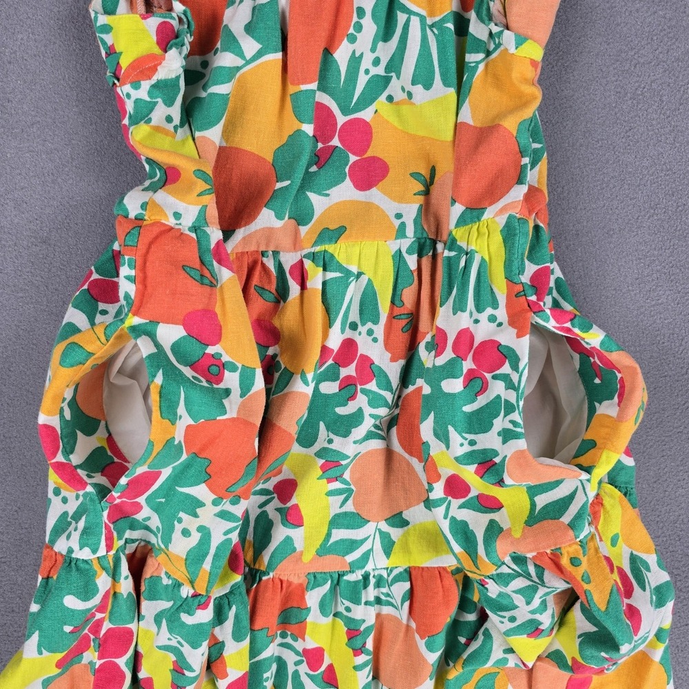 J Crew Dress Womens 0 Multicolor Fruit Print Ruffle Linen Blend Summer Party - Picture 10 of 14